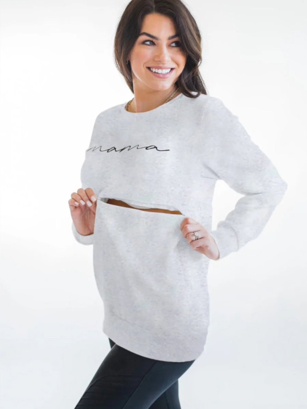 Nursing Queen Mama Light Heather Gray Crewneck Sweatshirt